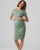 Mama.licious Mamalicious Maternity 2 function nursing short sleeved ruched side midi dress in sage green - 1