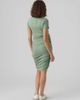 Mama.licious Mamalicious Maternity 2 function nursing short sleeved ruched side midi dress in sage green - 2
