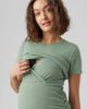 Mama.licious Mamalicious Maternity 2 function nursing short sleeved ruched side midi dress in sage green - 3