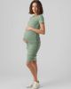Mama.licious Mamalicious Maternity 2 function nursing short sleeved ruched side midi dress in sage green - 4