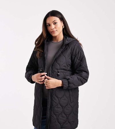 Mama.licious Mamalicious Maternity 3-in-1 onion quilted jacket with removable front in black