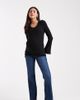 Mama.licious Mamalicious Maternity flared jeans with soft over the bump band in dark medium-blue wash - 1