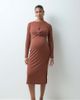 Mama.licious Mamalicious Maternity high waist jersey midi skirt set in burnt henna melange-Orange - 1