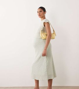 Mama.licious Mamalicious Maternity jersey daisy lace midi skirt in pale green - part of a set