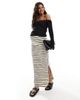 Mama.licious Mamalicious Maternity jersey over the bump maxi skirt in cream stripe-Neutral - 2