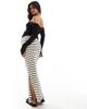 Mama.licious Mamalicious Maternity jersey over the bump maxi skirt in cream stripe-Neutral - 4
