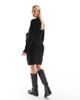 Mama.licious Mamalicious Maternity knit mini dress with belt in black - 4