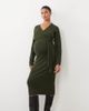 Mama.licious Mamalicious maternity knitted midi dress with knot front in dark green - 1