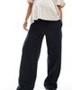 Mama.licious Mamalicious Maternity linen mix wide leg pants in black - 1