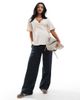 Mama.licious Mamalicious Maternity linen mix wide leg pants in black - 2