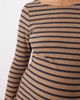 Mama.licious Mamalicious Maternity long sleeve jersey midi dress in beige and navy stripes-NEUTRAL - 2