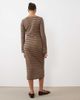 Mama.licious Mamalicious Maternity long sleeve jersey midi dress in beige and navy stripes-NEUTRAL - 3