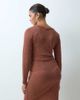 Mama.licious Mamalicious Maternity long sleeve knot front cropped top set in moss green melange - 3