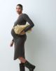 Mama.licious Mamalicious Maternity long sleeve ribbed knit midi dress in brown - 1