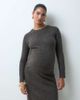 Mama.licious Mamalicious Maternity long sleeve ribbed knit midi dress in brown - 2