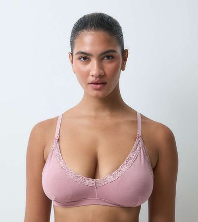 Mama.licious Mamalicious Maternity nursing function lace trim bra set in woodrose pink