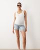 Mama.licious Mamalicious Maternity over the bump basic longline denim shorts in light blue wash - 1