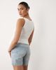 Mama.licious Mamalicious Maternity over the bump basic longline denim shorts in light blue wash - 4