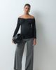 Mama.licious Mamalicious Maternity over the bump wide leg jersey trouser in gray pinstripes - 1