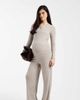 Mama.licious Mamalicious Maternity over the bump wide leg tie waist pants in khaki melange - part of a set-Green - 1
