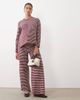 Mama.licious Mamalicious Maternity oversized long sleeve jersey top in burgundy stripe - part of a set-Red - 2