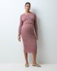 Mama.licious Mamalicious Maternity rib knitted cropped cardigan set in rose taupe melange-Pink - 2
