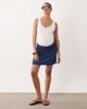 Mama.licious Mamalicious Maternity shirred waist under the bump denim mini skirt in dark rinse wash-Blue - 3