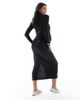 Mama.licious Mamalicious Maternity soft high neck ribbed long sleeved midi dress in black - 2