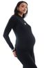 Mama.licious Mamalicious Maternity soft high neck ribbed long sleeved midi dress in black - 4