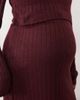 Mama.licious Mamalicious Maternity soft knitted rib midi dress with nursing function in burgundy melange-RED - 4