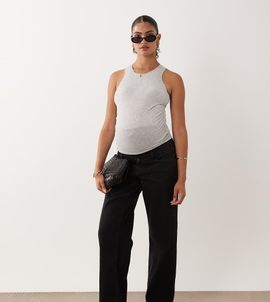 Mama.licious Mamalicious Maternity Soul over the bump wide leg jeans in black denim