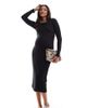 Mama.licious Mamalicious Maternity super soft ribbed 2 function midi dress in black - 1