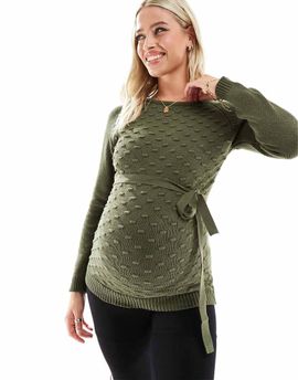 Mama.licious Mamalicious maternity sweater in khaki-Green