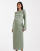 Mama.licious Mamalicious Maternity textured jersey tie waist midi skirt in khaki green - part of a set - 1