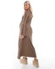 Mama.licious Mamalicious Maternity textured maxi dress with flared sleeve in taupe-Neutral - 3