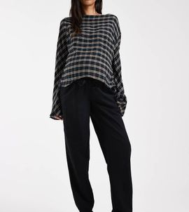 Mama.licious Mamalicious Maternity tie waist linen touch pants in black