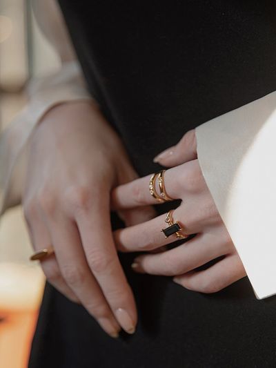 ma.mo Black Onyx White Topaz Ring
