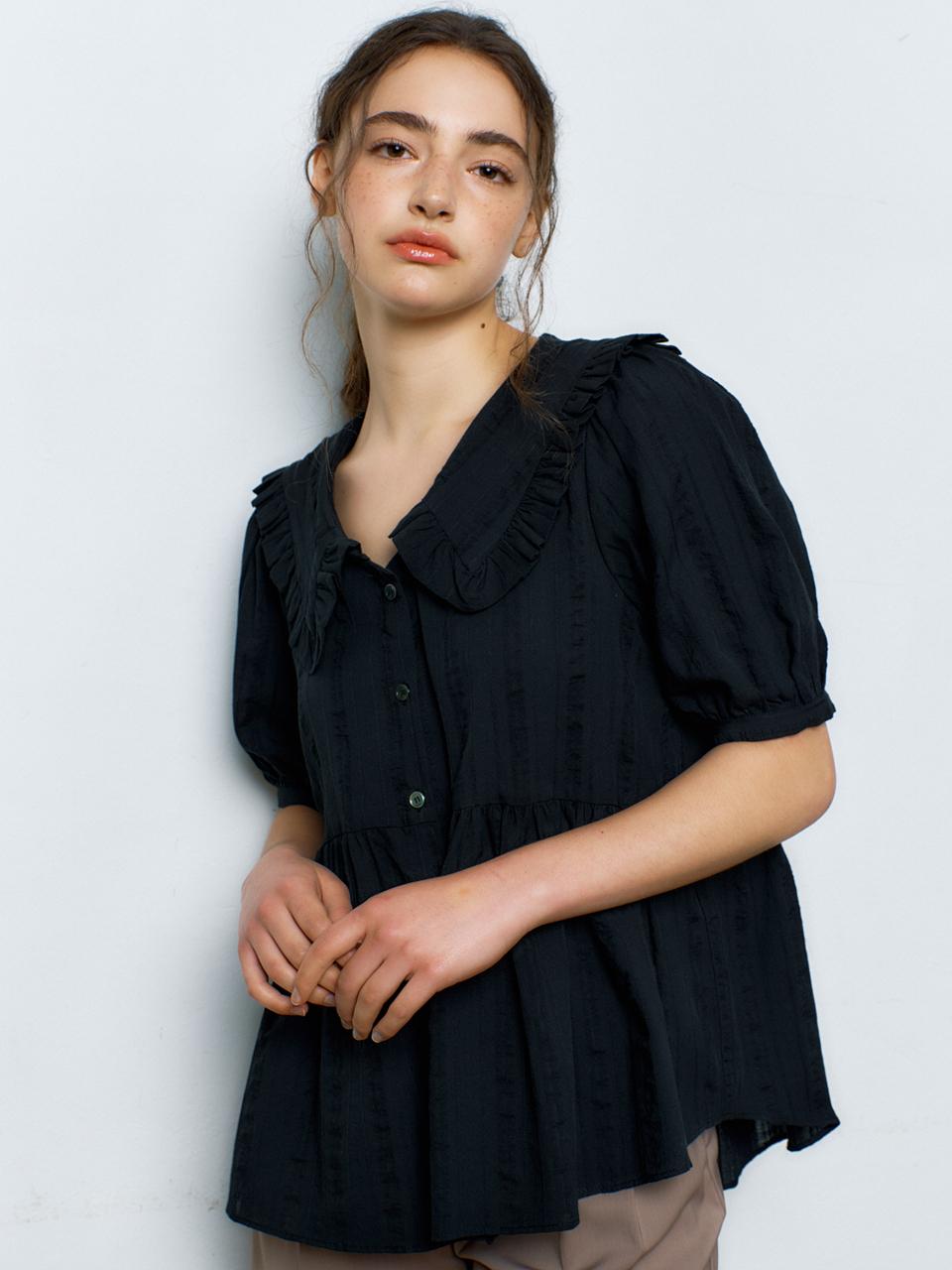 MANAVIS7 Aileen Natural Blouse [Black]