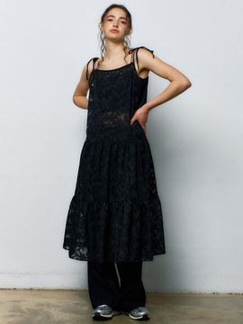 MANAVIS7 Airy Sleeveless Dress [Black]