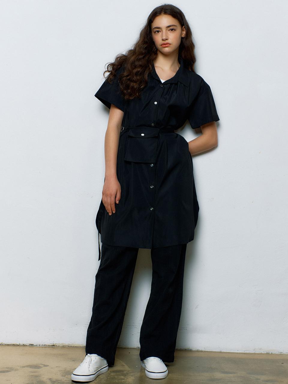 MANAVIS7 Mare Long Shirt Dress [Black]
