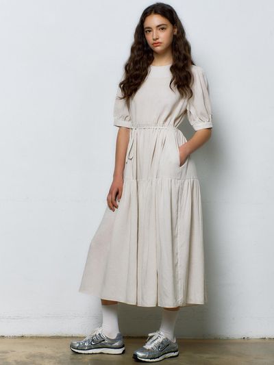 MANAVIS7 Noa Linen Garden Dress [Natural]