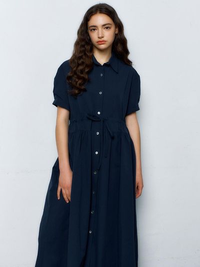MANAVIS7 Rive Shirt OnePiece Dress [Navy]
