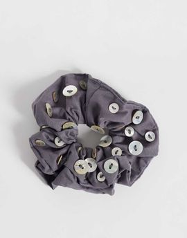 Mango Mango 100% cotton button detailing scrunchie in gray