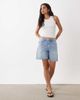 Mango Mango 100% cotton denim bermuda shorts in bleach wash-Blue - 1