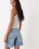 Mango Mango 100% cotton denim bermuda shorts in bleach wash-Blue - 2