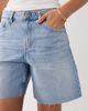 Mango Mango 100% cotton denim bermuda shorts in bleach wash-Blue - 3