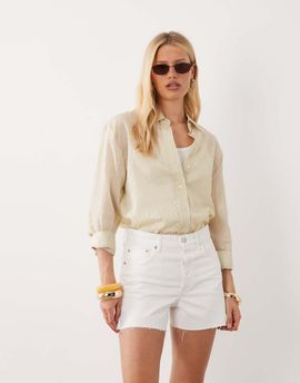 Mango Mango 100% cotton denim shorts in white