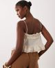 Mango Mango 100% cotton embroidered strappy cami top in beige-Neutral - 4