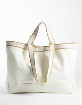 Mango Mango 100% cotton large tote bag in ecru-Neutral