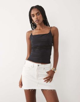 Mango Mango 100% cotton mini skirt in white